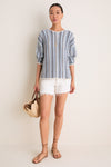 Blue Grotto Crochet Capri Crewneck