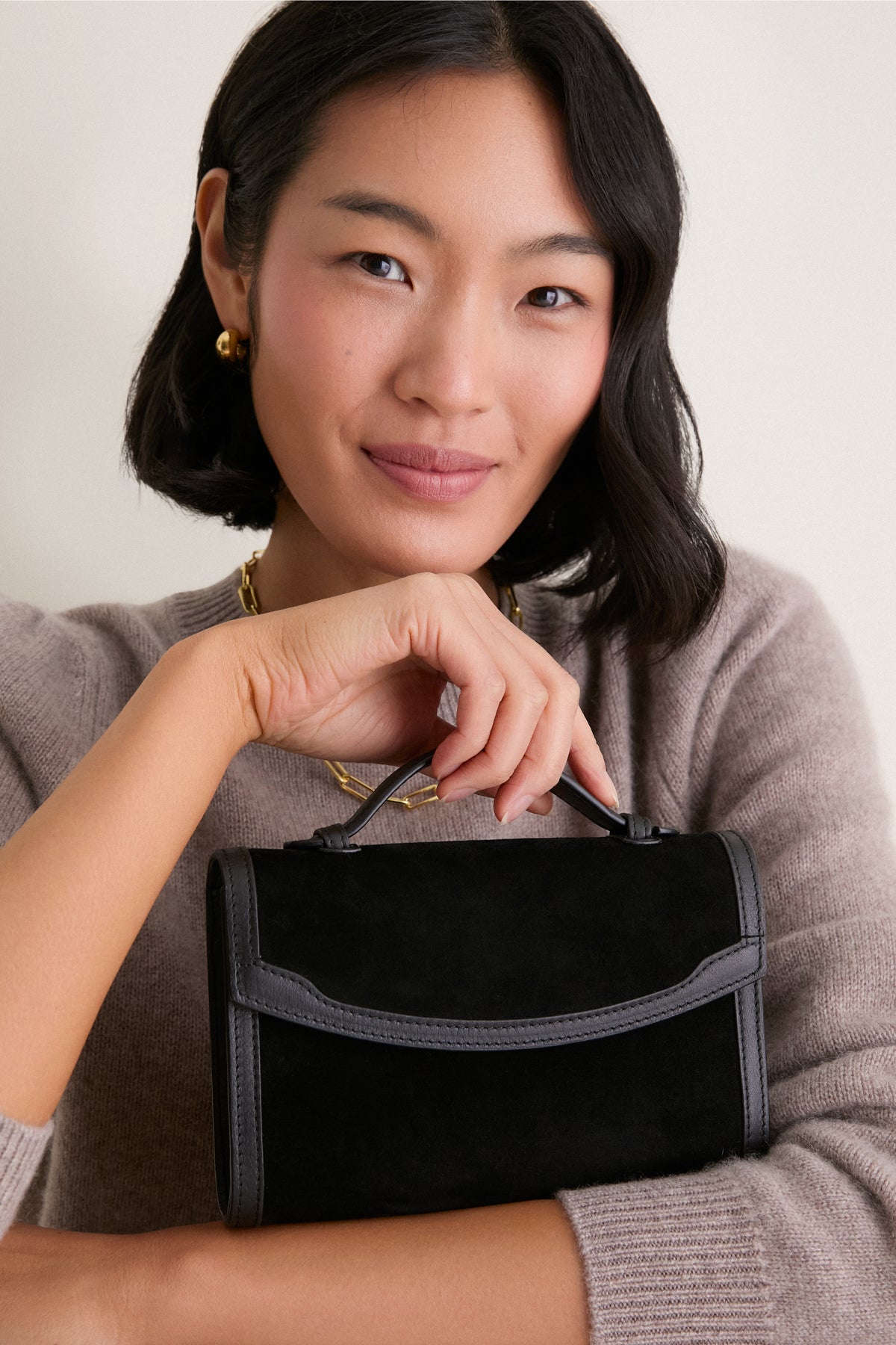 Black Western Trim Top Handle Clutch