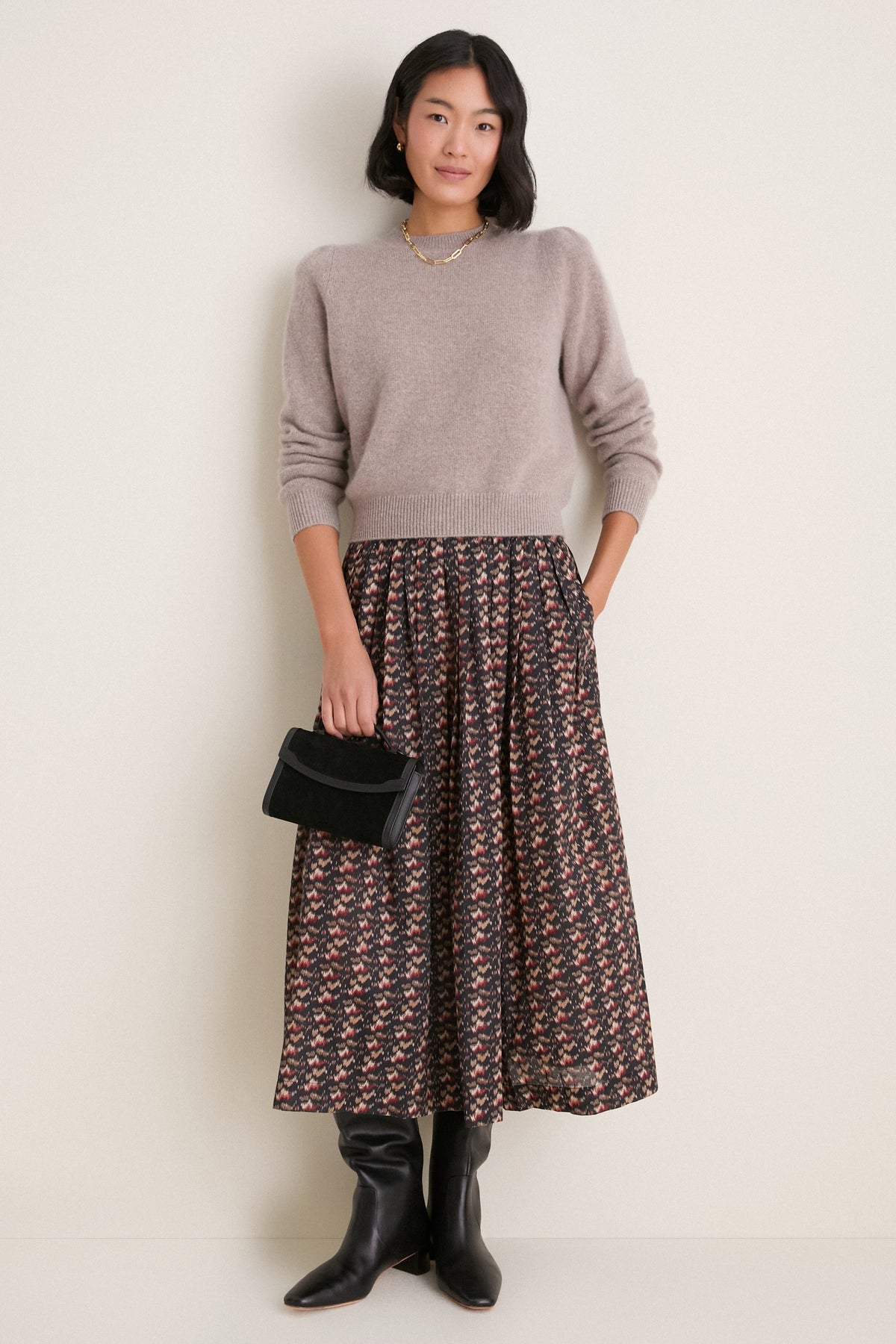 Black Western Trim Top Handle Clutch