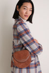 Cognac Western Trim Small Saddle Crossbody