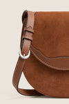 Cognac Western Trim Small Saddle Crossbody
