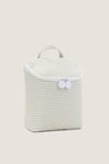Gingham Pearl Grey Take Away Insulated Lunch Bag features a classic gingham design, effortless zip closure, and loop handle, offering a fun, high-end travel accessory.