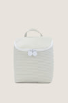 Gingham Pearl Grey Take Away Insulated Lunch Bag: A classic, effortless zip-up pouch with a top handle and dual pull-tabs, perfect for fun, high-end travel.