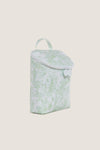 Green Bunny Toile Take Away Insulated Lunch Bag, featuring classic pale green toile print, top zipper, and handle loop, offers effortless style for fun, high-end portability.