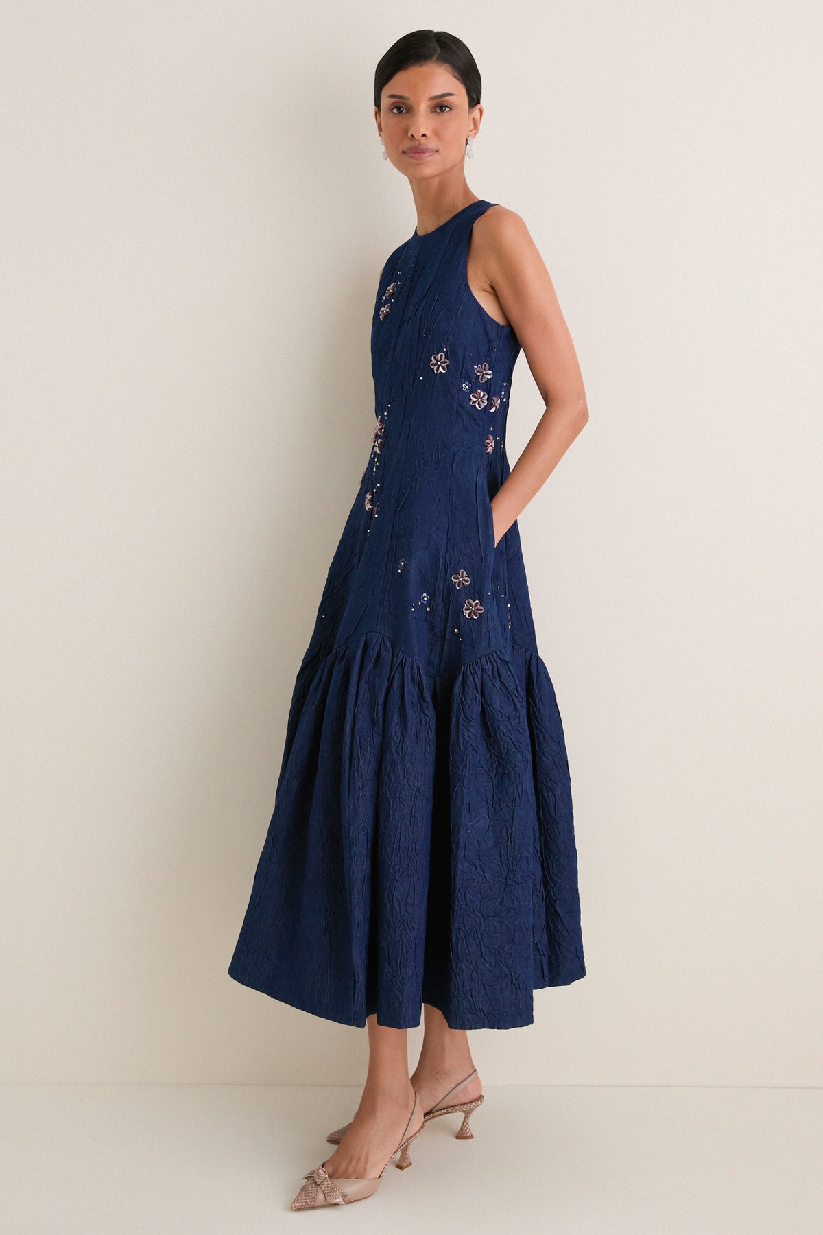 Denim Nira Embellished Midi Dress
