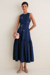 Denim Nira Embellished Midi Dress