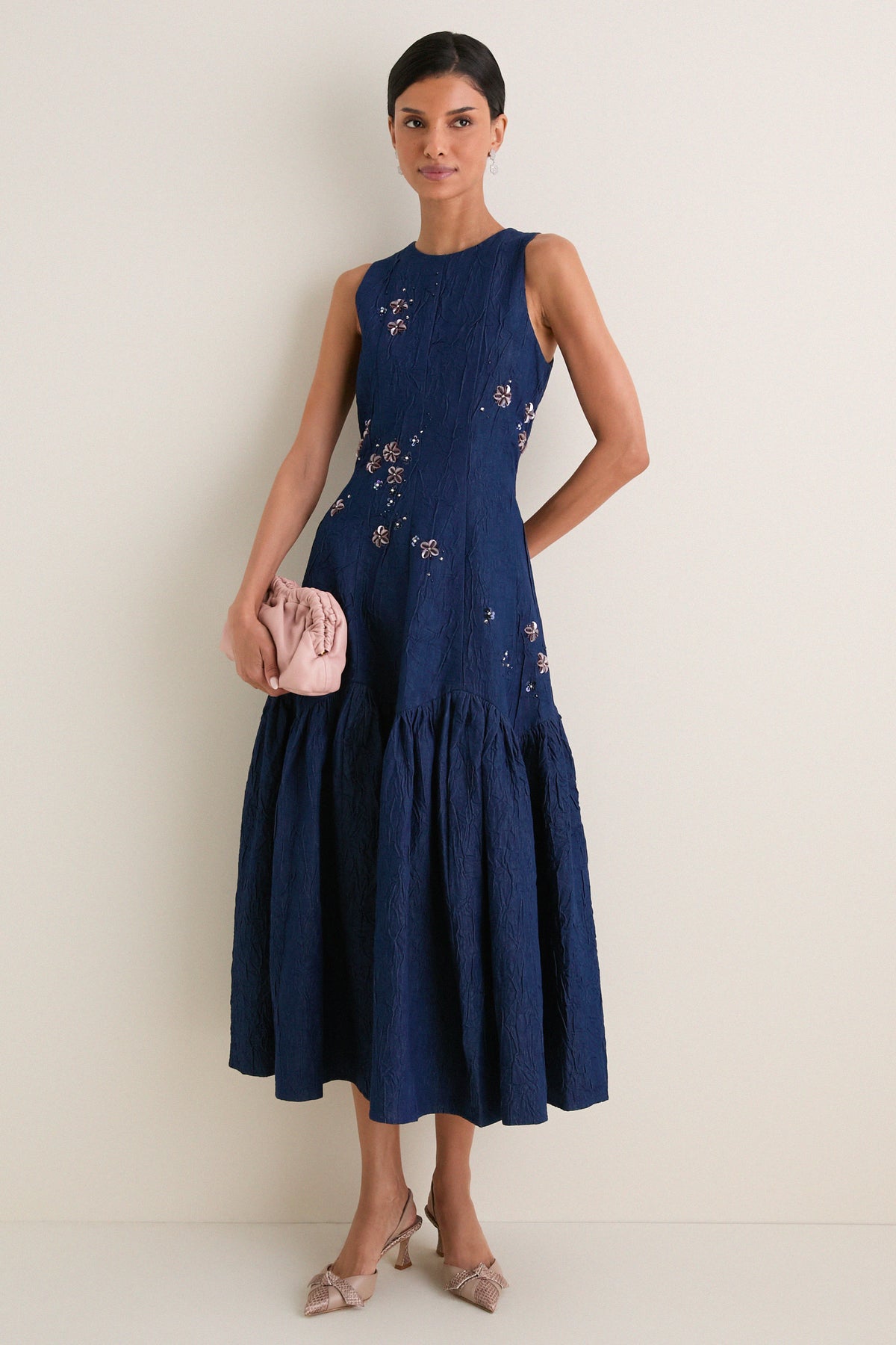 Denim Nira Embellished Midi Dress