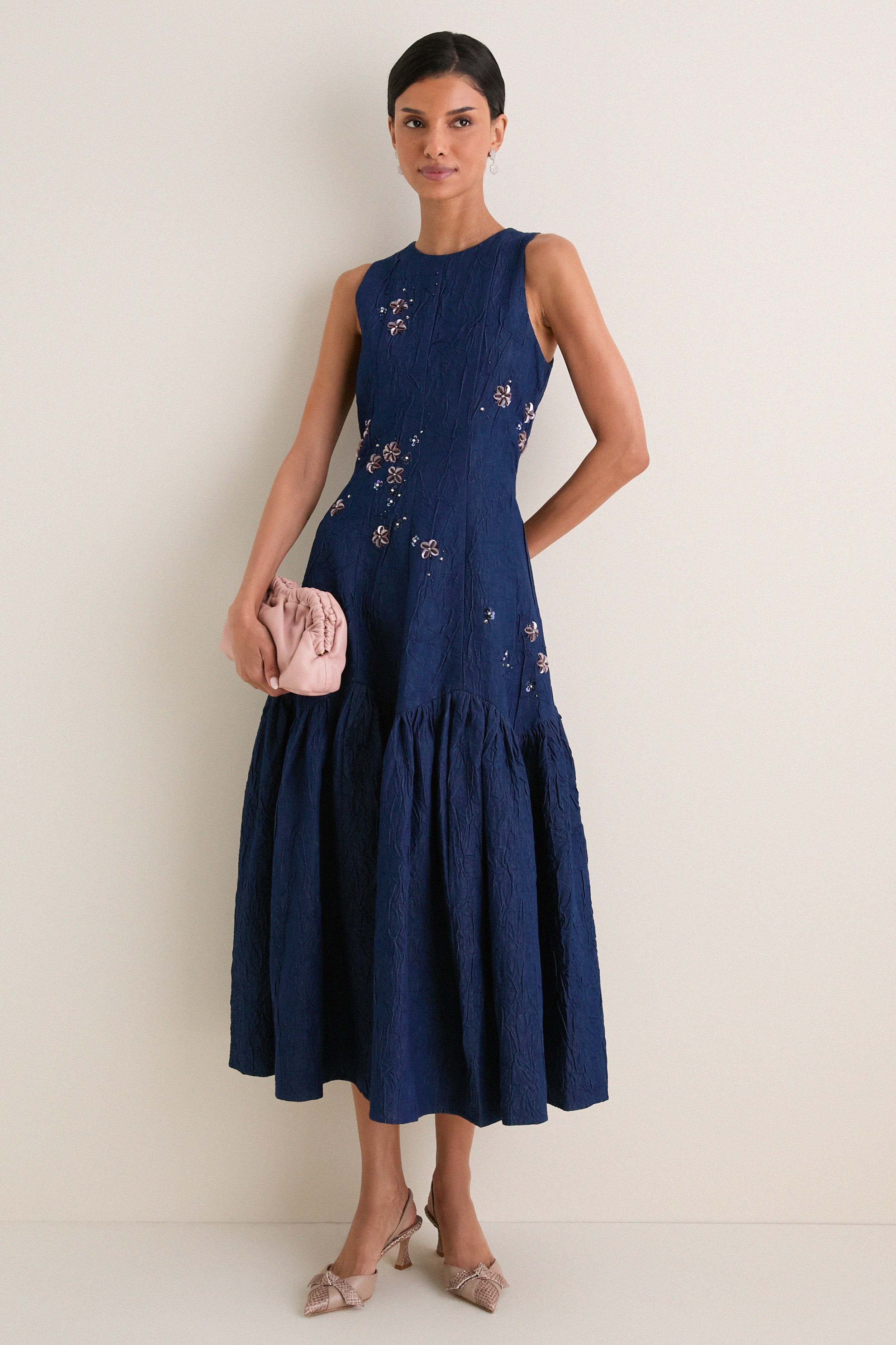 Denim Nira Embellished Midi Dress