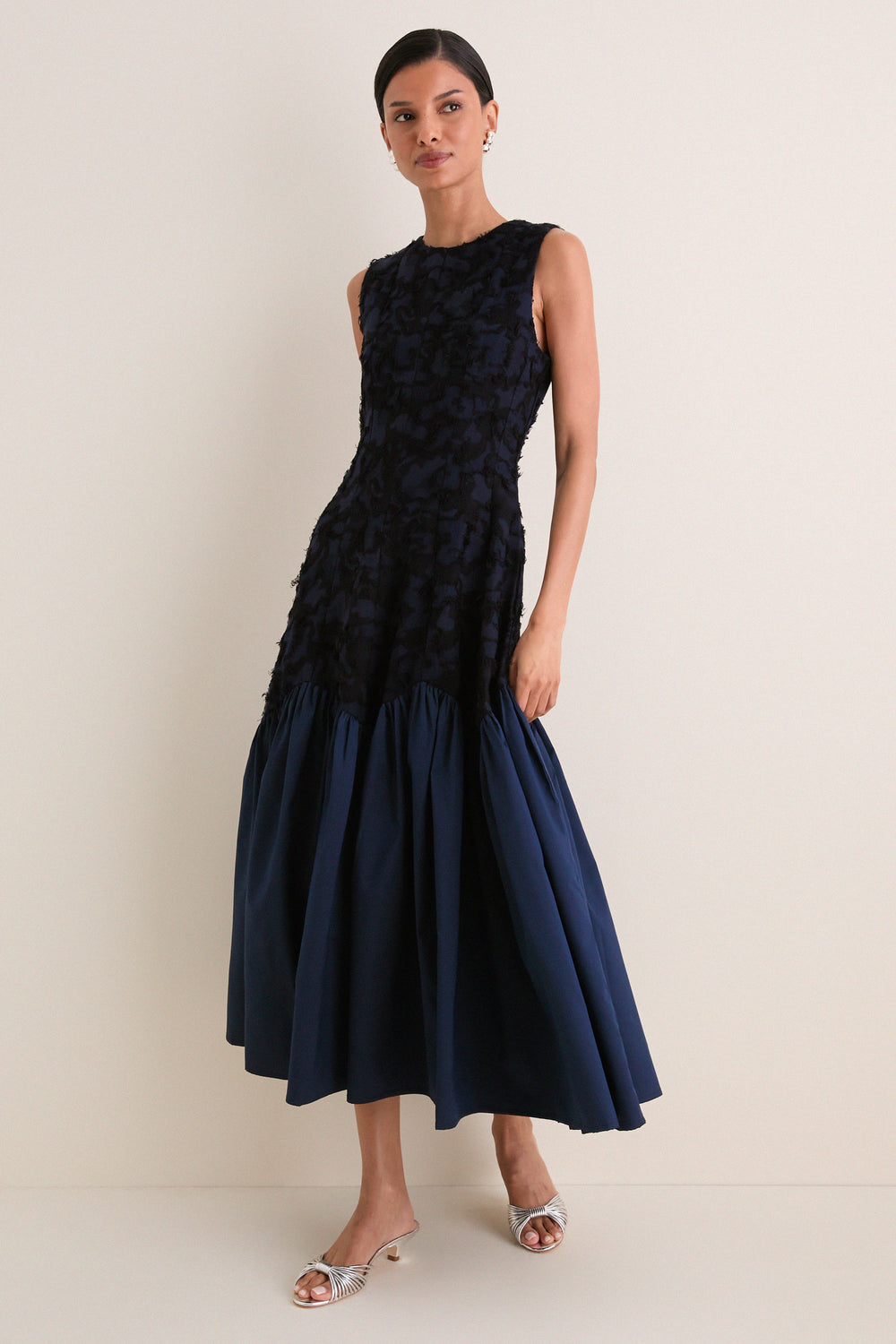 Navy Drift 02 Midi Dress