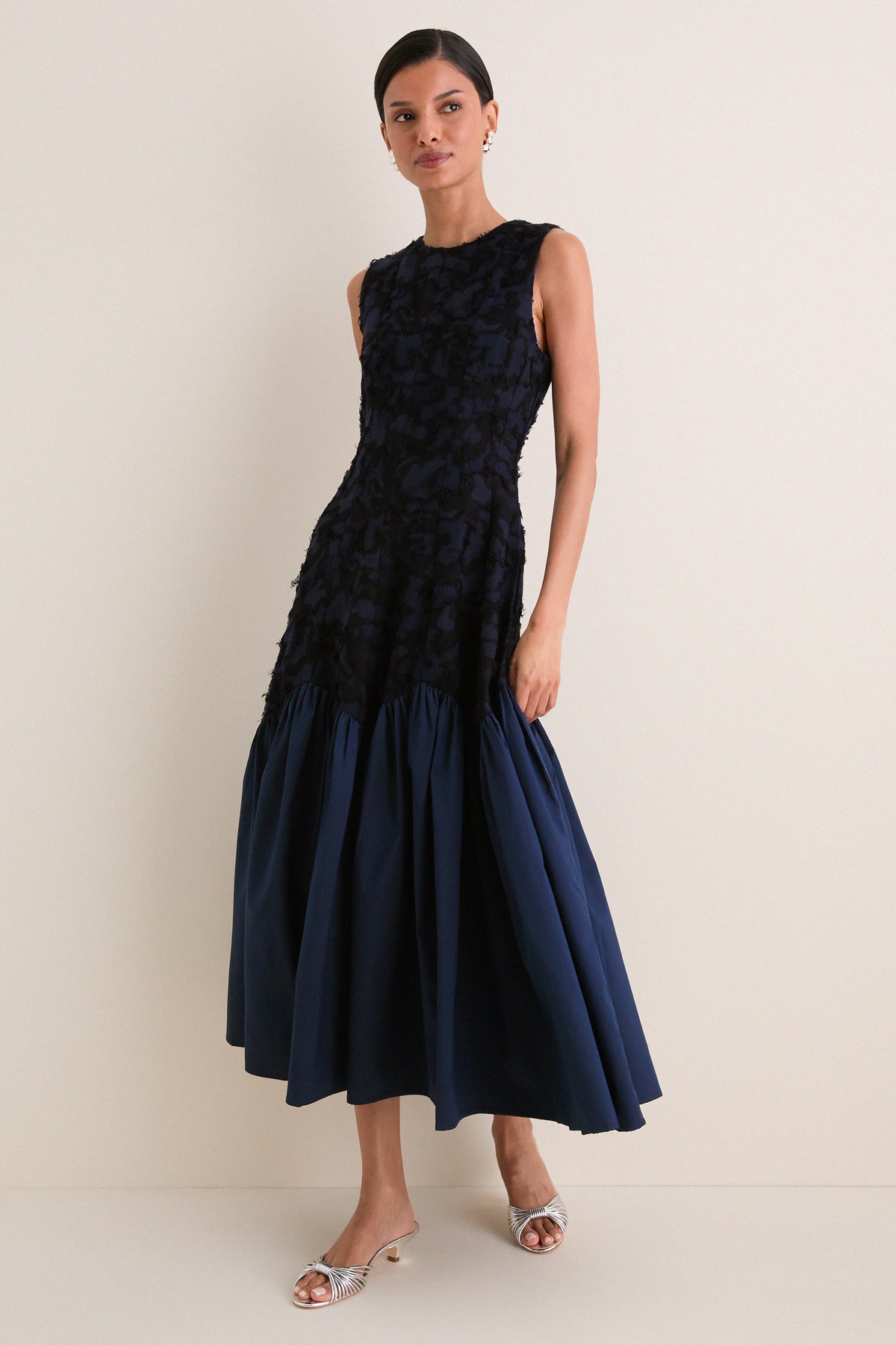 Navy Drift 02 Midi Dress