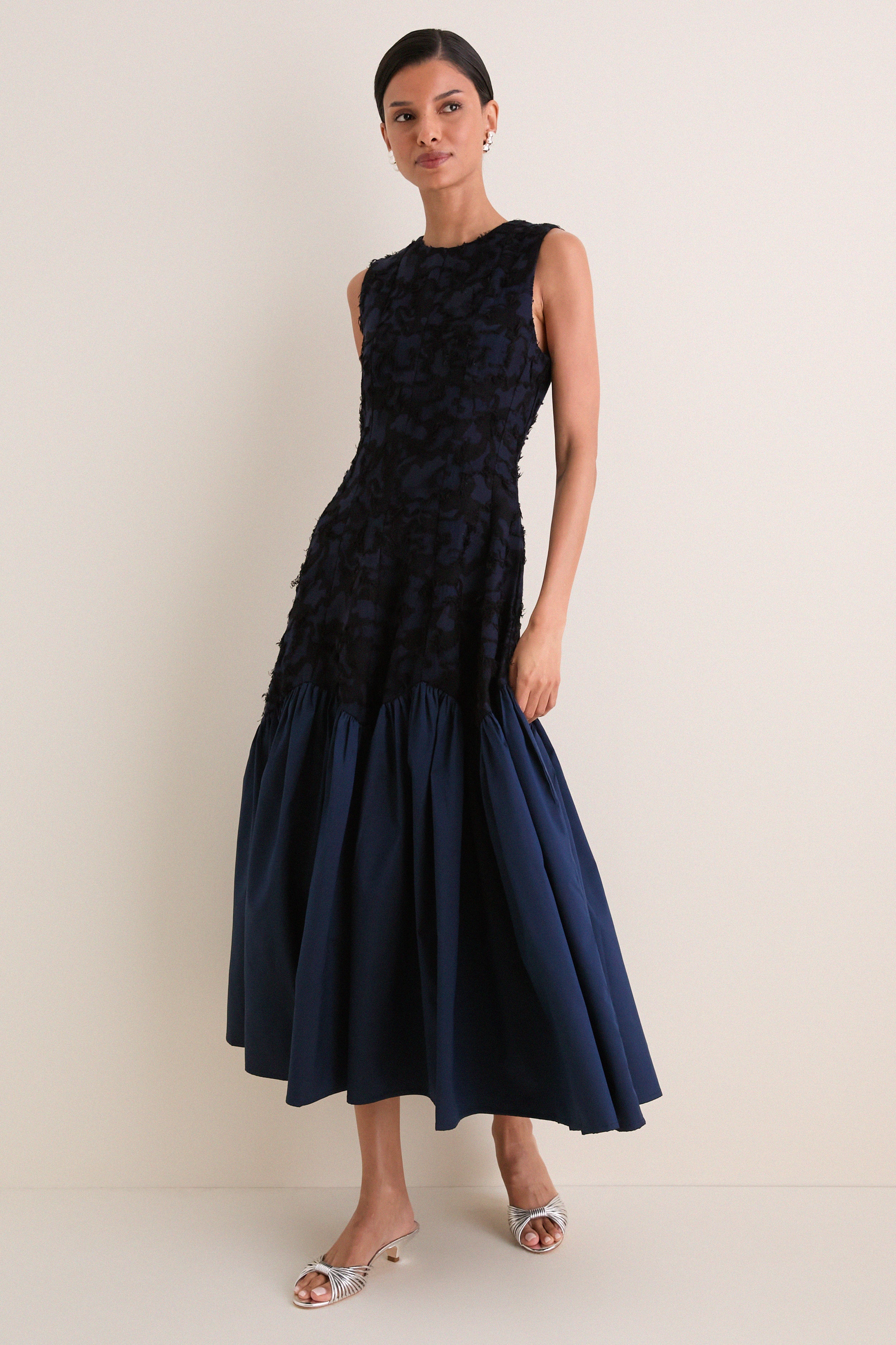 Navy Drift 02 Midi Dress