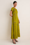 Matcha Flora Lapel Maxi Dress