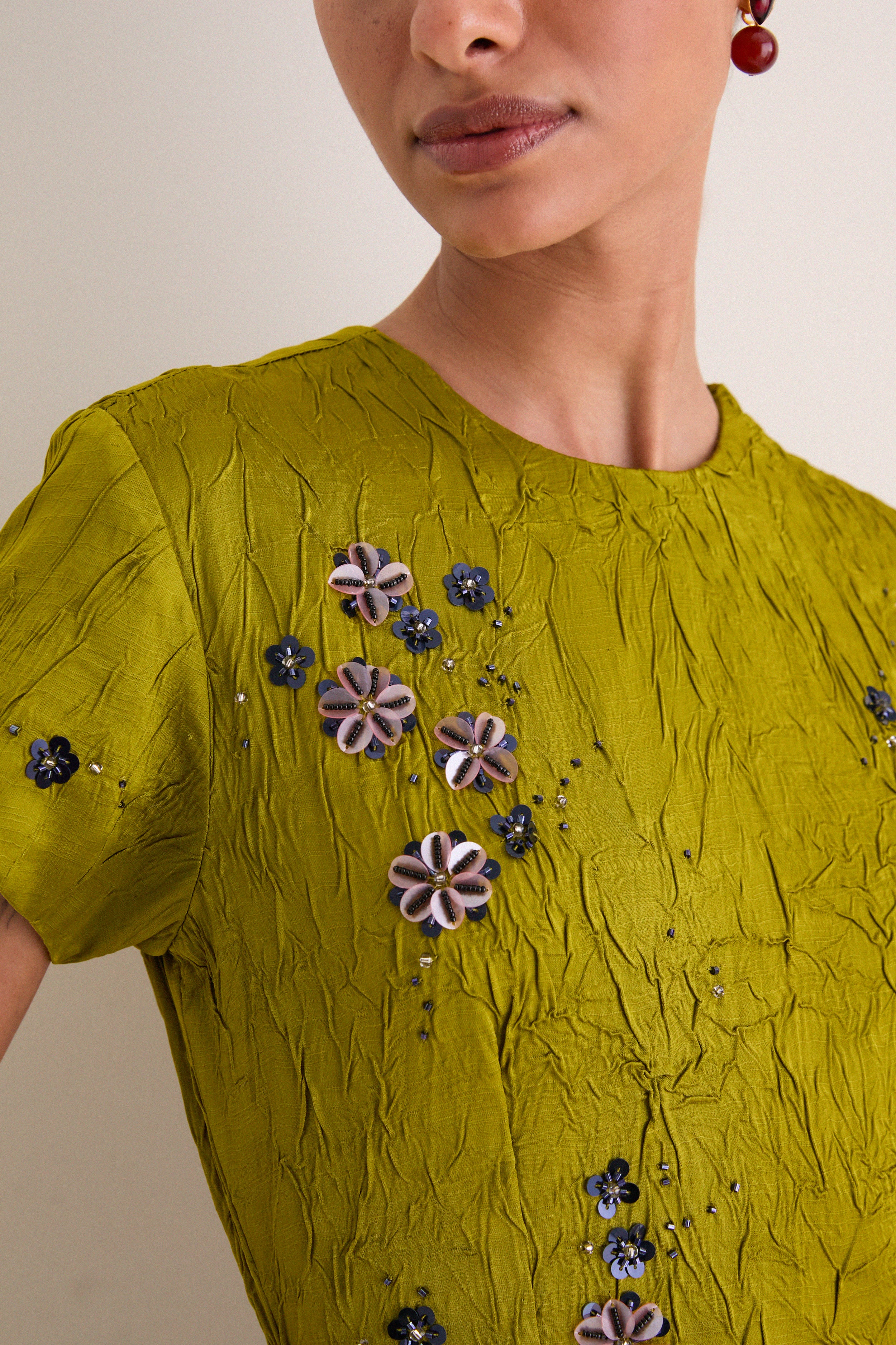 Matcha Flora Lapel Maxi Dress