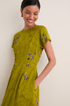 Matcha Flora Lapel Maxi Dress