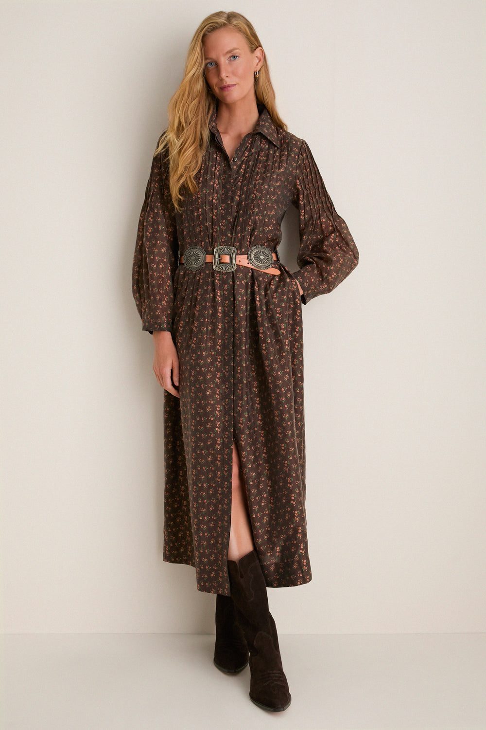 Hampden Harvest Pleated Lang Dress