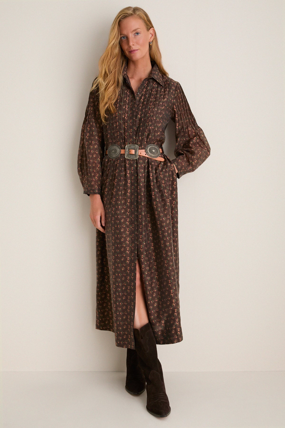 Hampden Harvest Pleated Lang Dress
