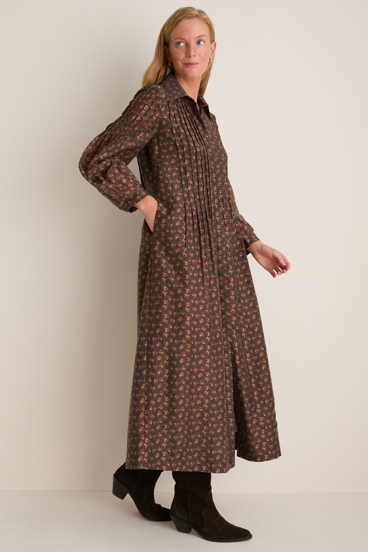 Hampden Harvest Pleated Lang Dress
