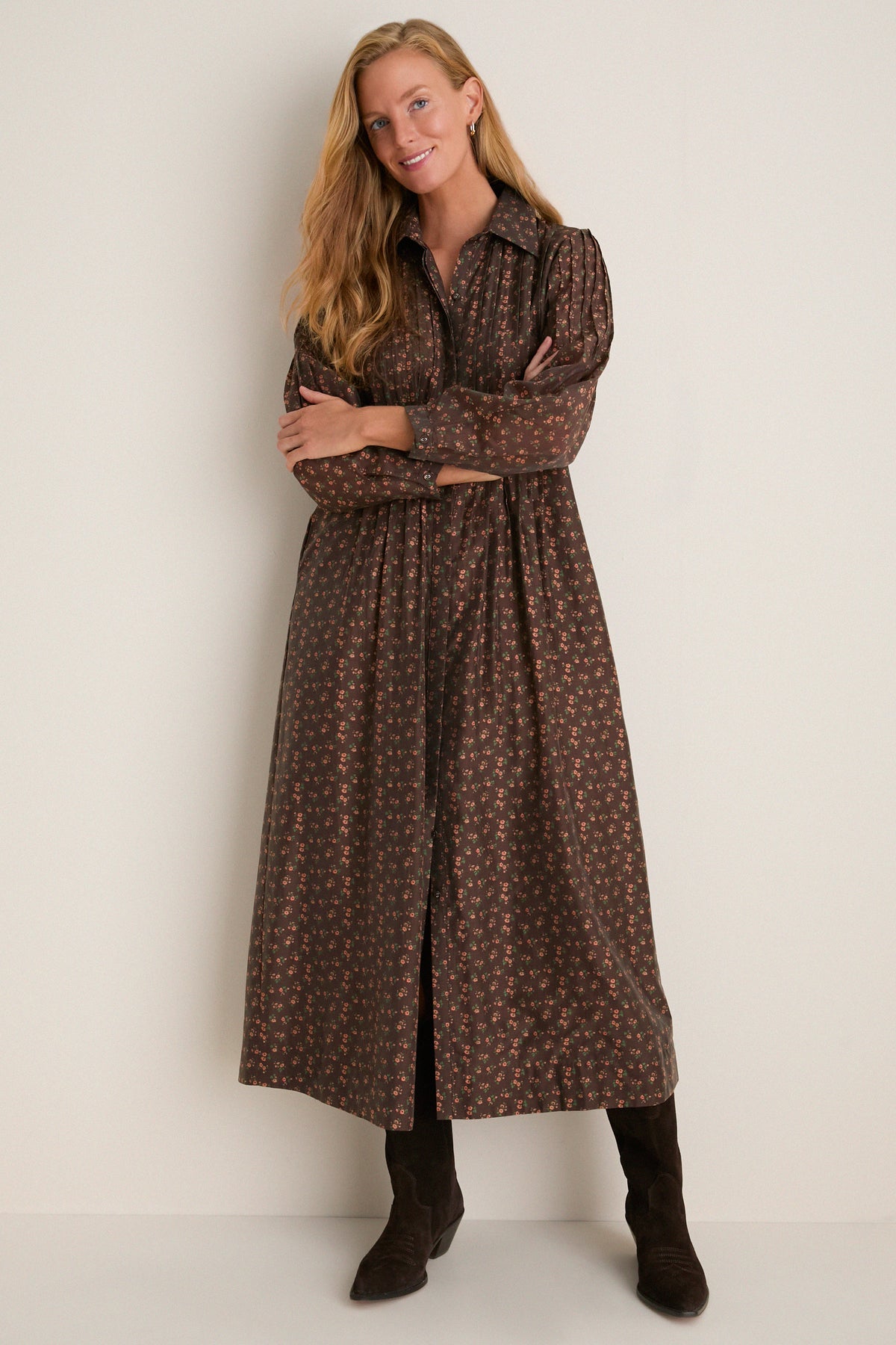 Hampden Harvest Pleated Lang Dress