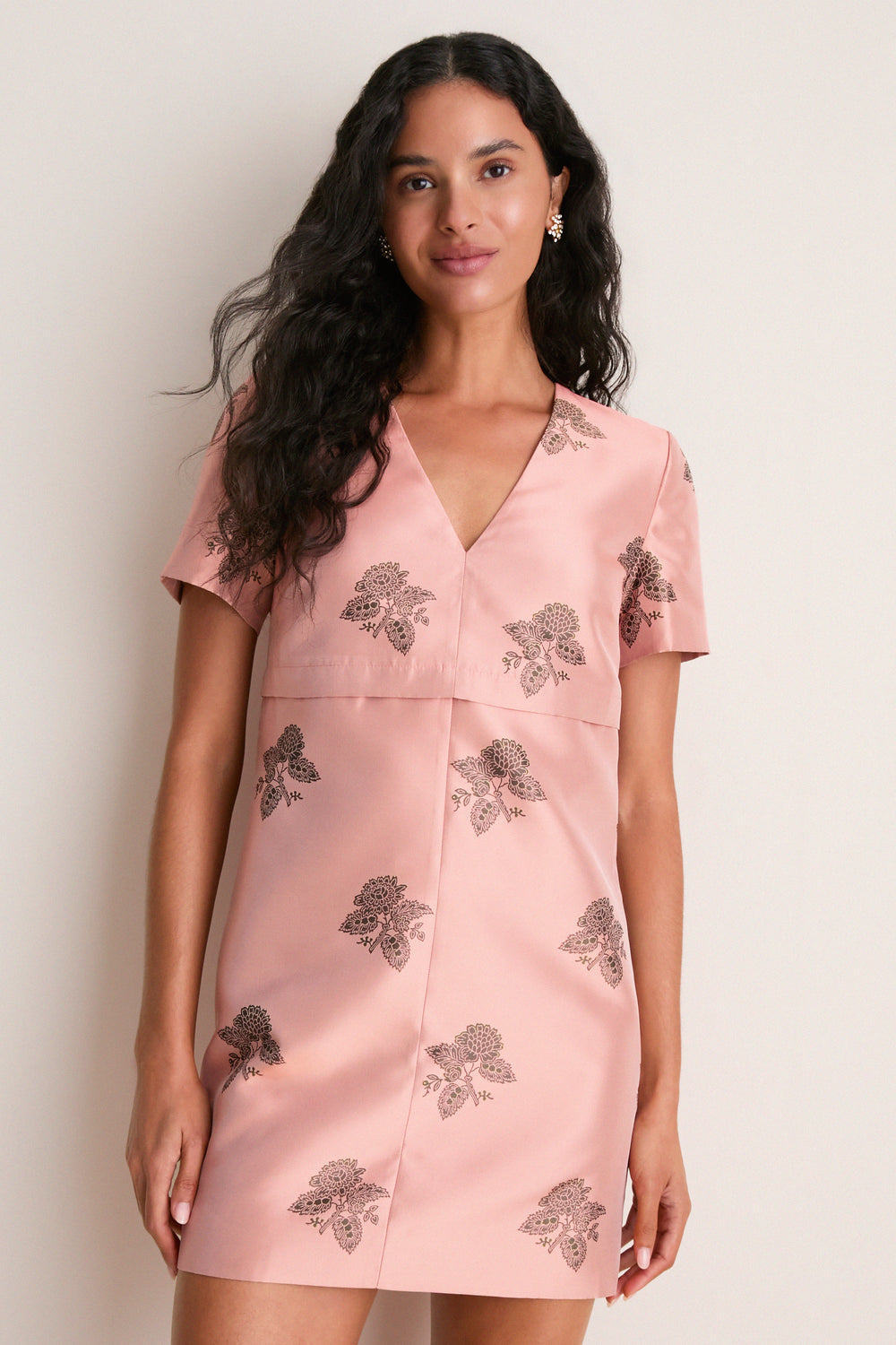 Apricot Jacquard Caroline Mini Dress
