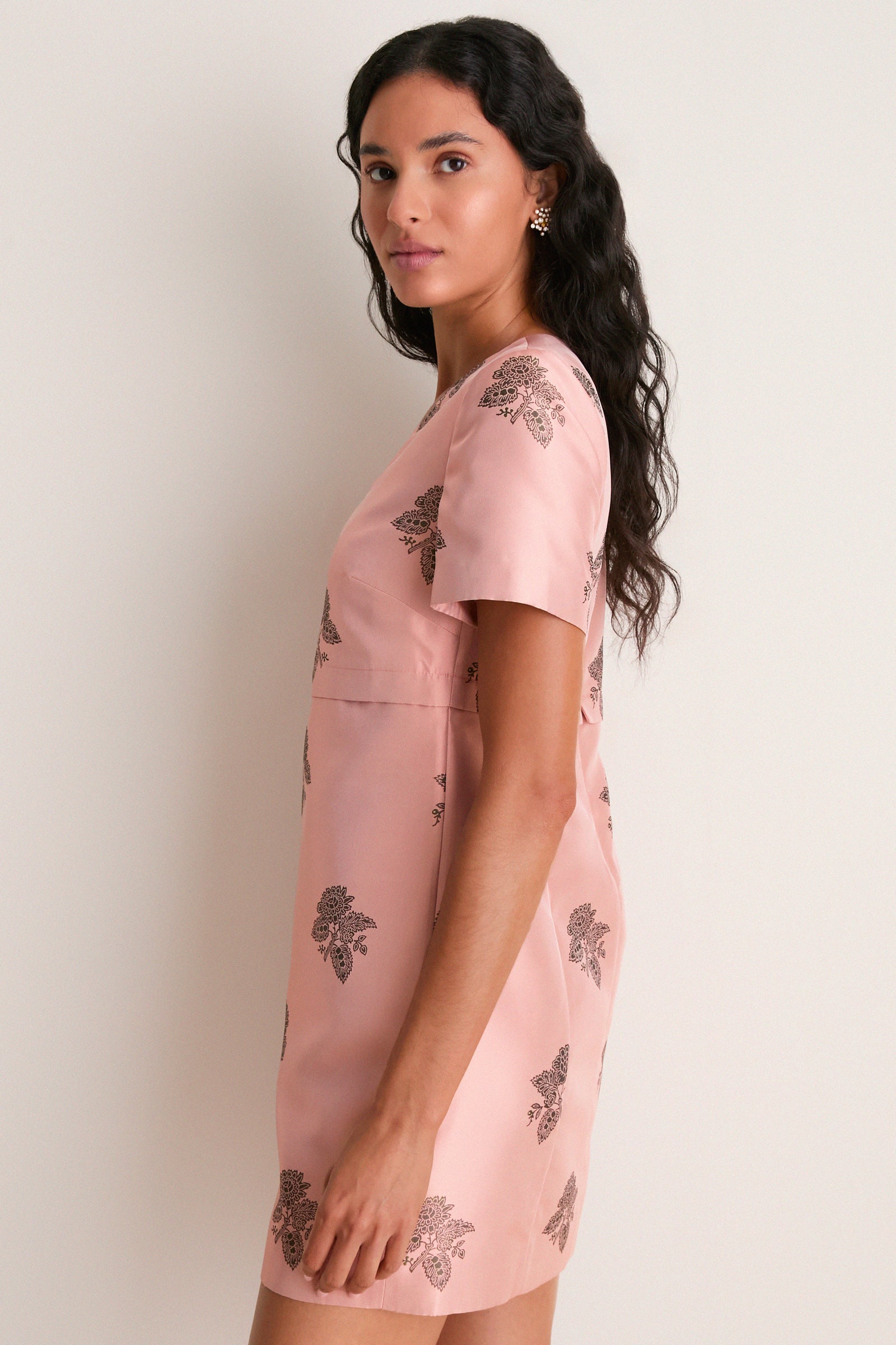 Apricot Jacquard Caroline Mini Dress