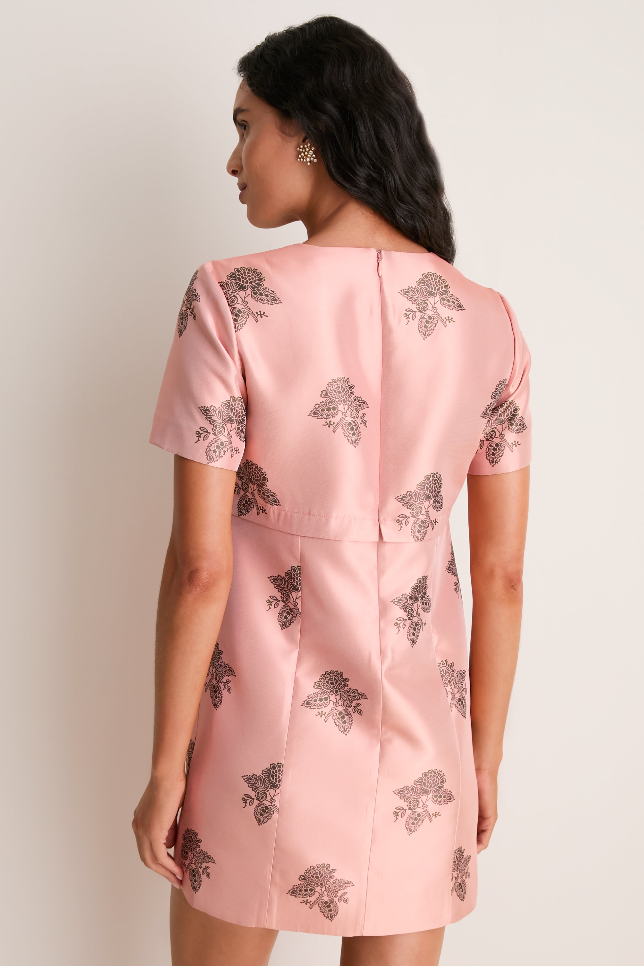 Apricot Jacquard Caroline Mini Dress