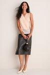 Peach Pleated Organza Pembroke Blouse