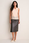 Peach Pleated Organza Pembroke Blouse