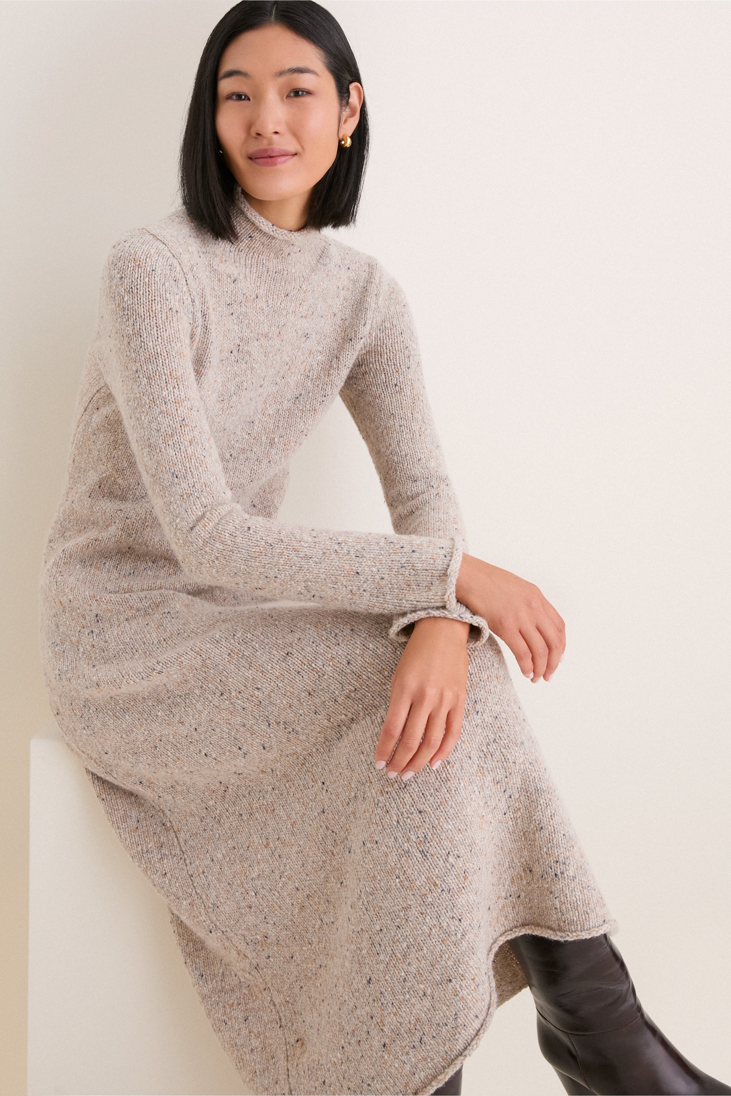 Oat Merino Blend Burton Sweater Dress