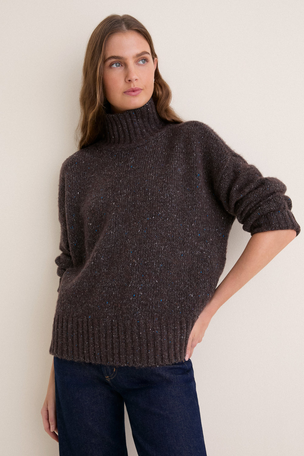 Brown Speckled Wool Hannah Turtleneck