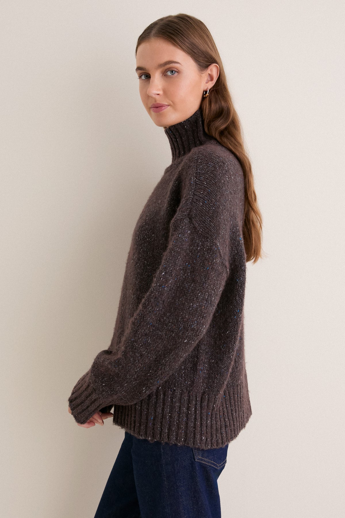 Brown Speckled Wool Hannah Turtleneck