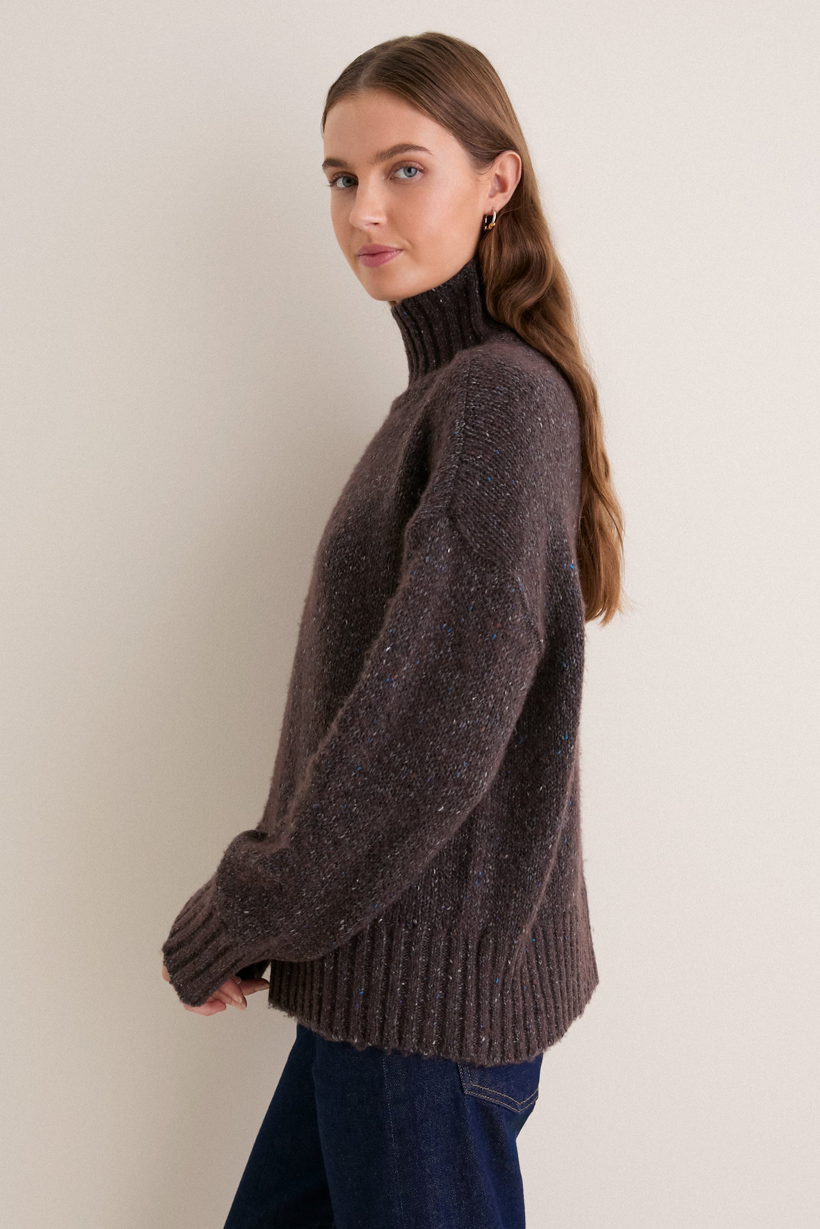 Brown Speckled Wool Hannah Turtleneck