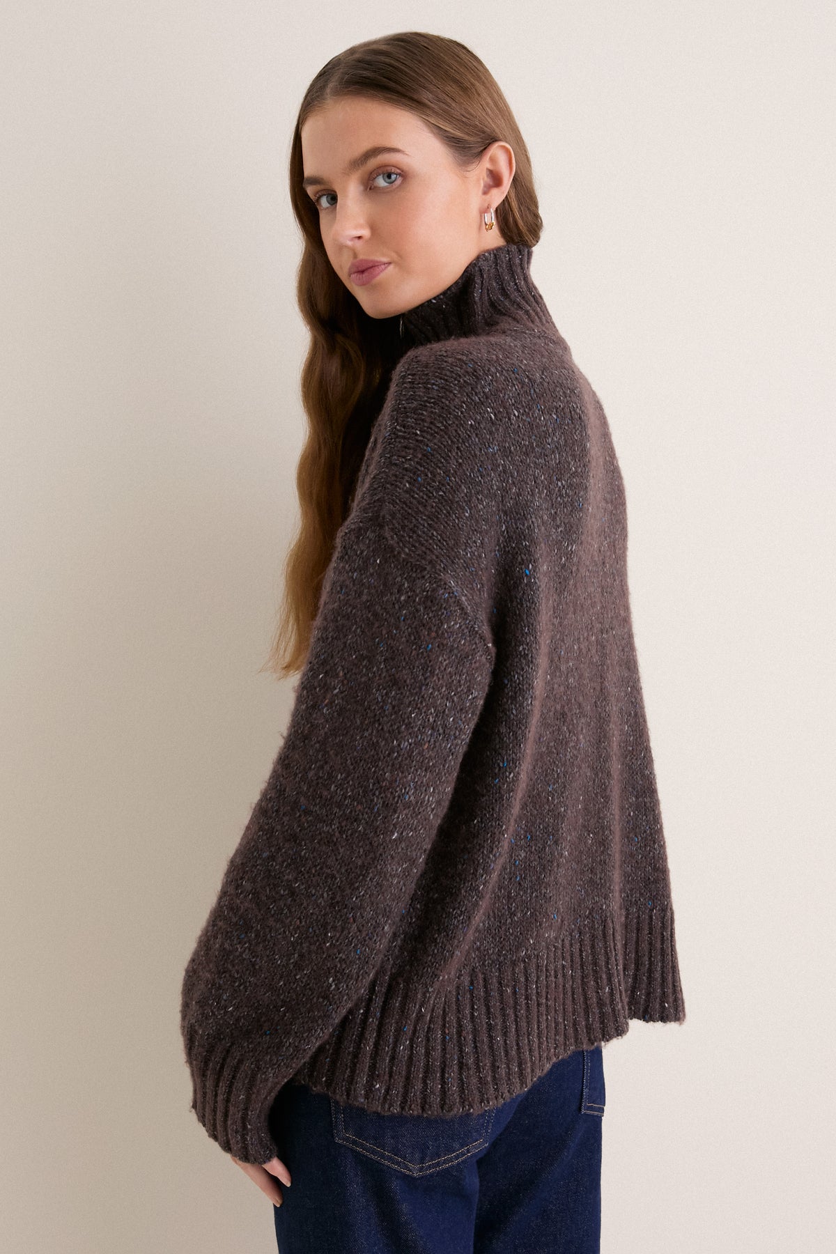 Brown Speckled Wool Hannah Turtleneck