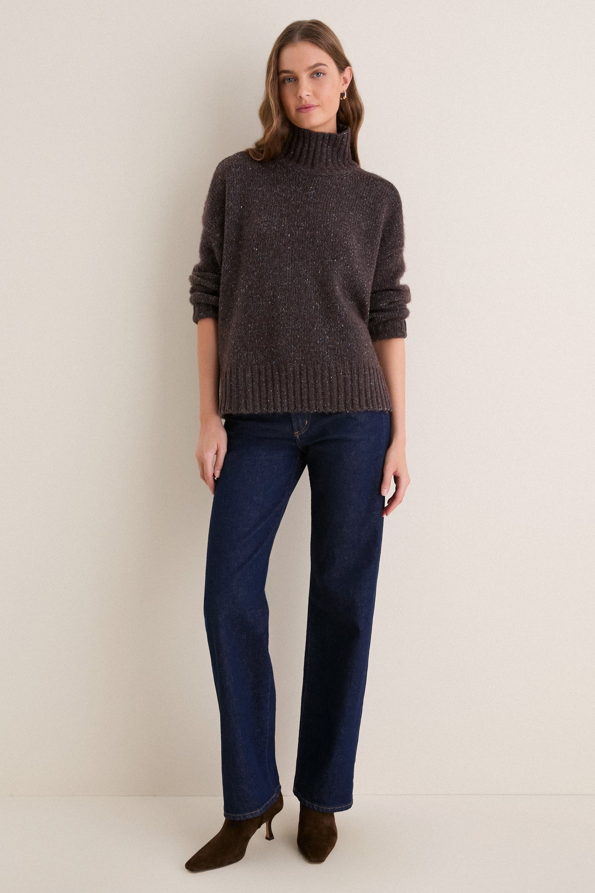 Brown Speckled Wool Hannah Turtleneck