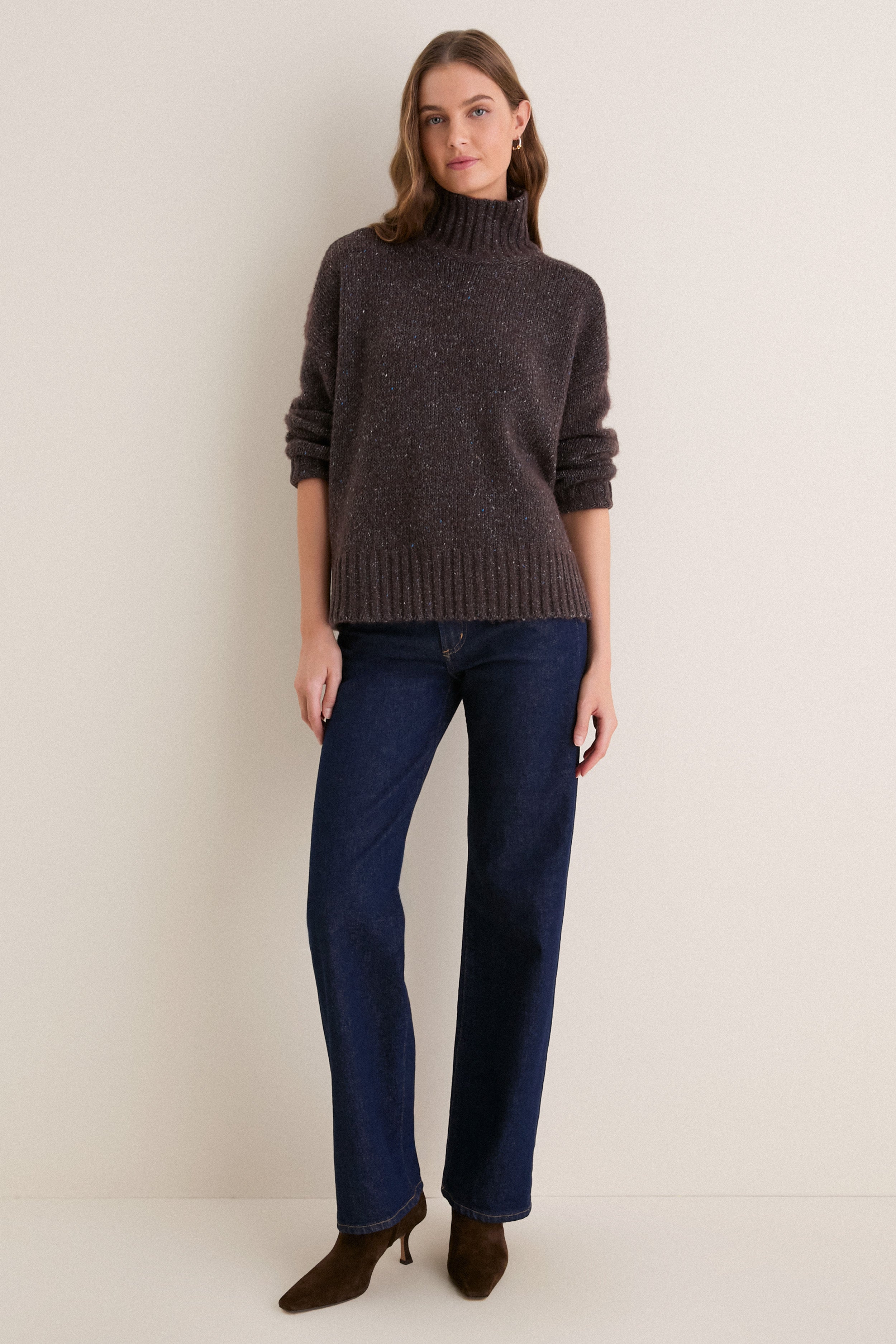 Brown Speckled Wool Hannah Turtleneck