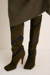 Calfskin Suede Green Beatrice Boots