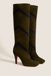 Calfskin Suede Green Beatrice Boots