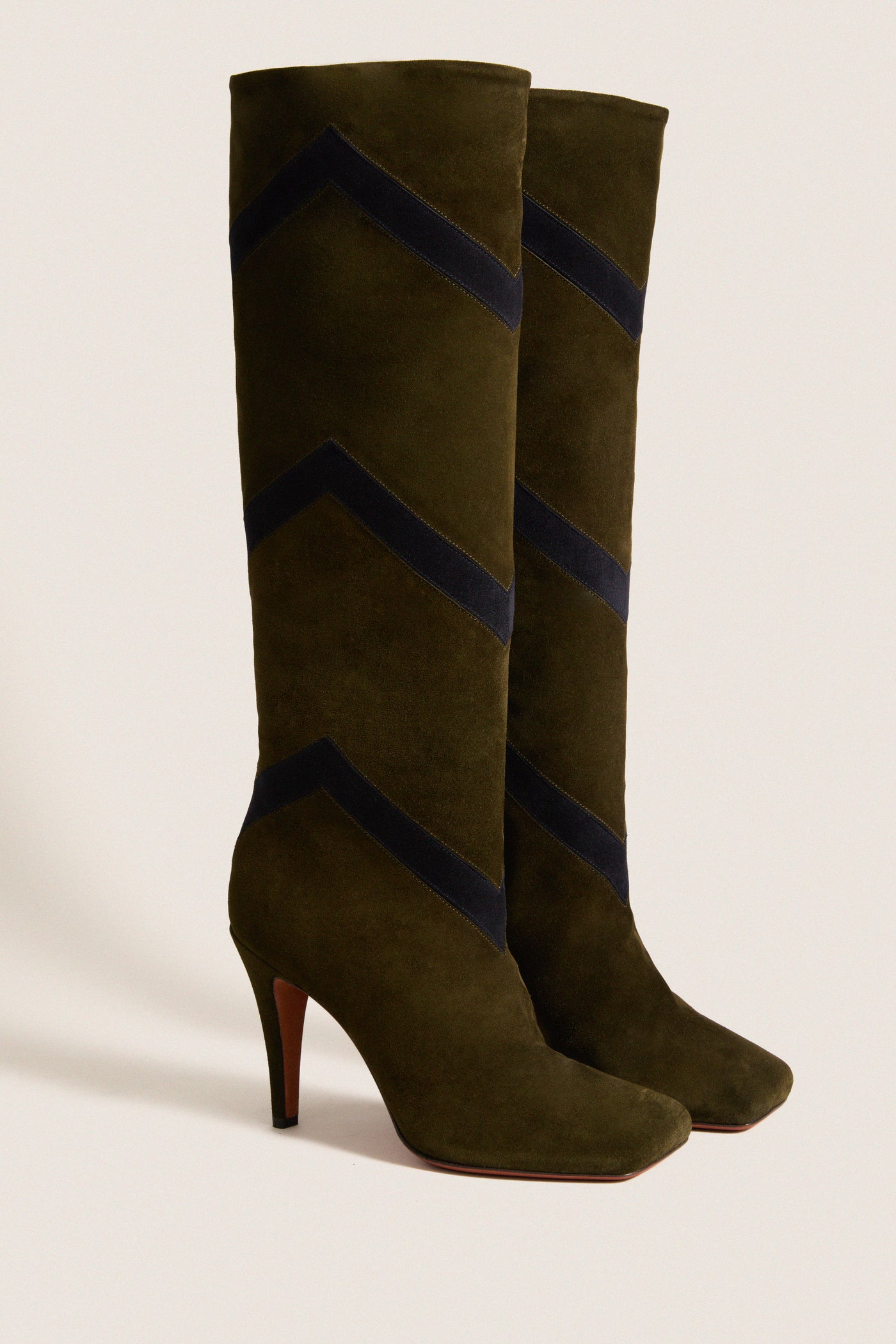 Calfskin Suede Green Beatrice Boots