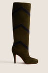 Calfskin Suede Green Beatrice Boots