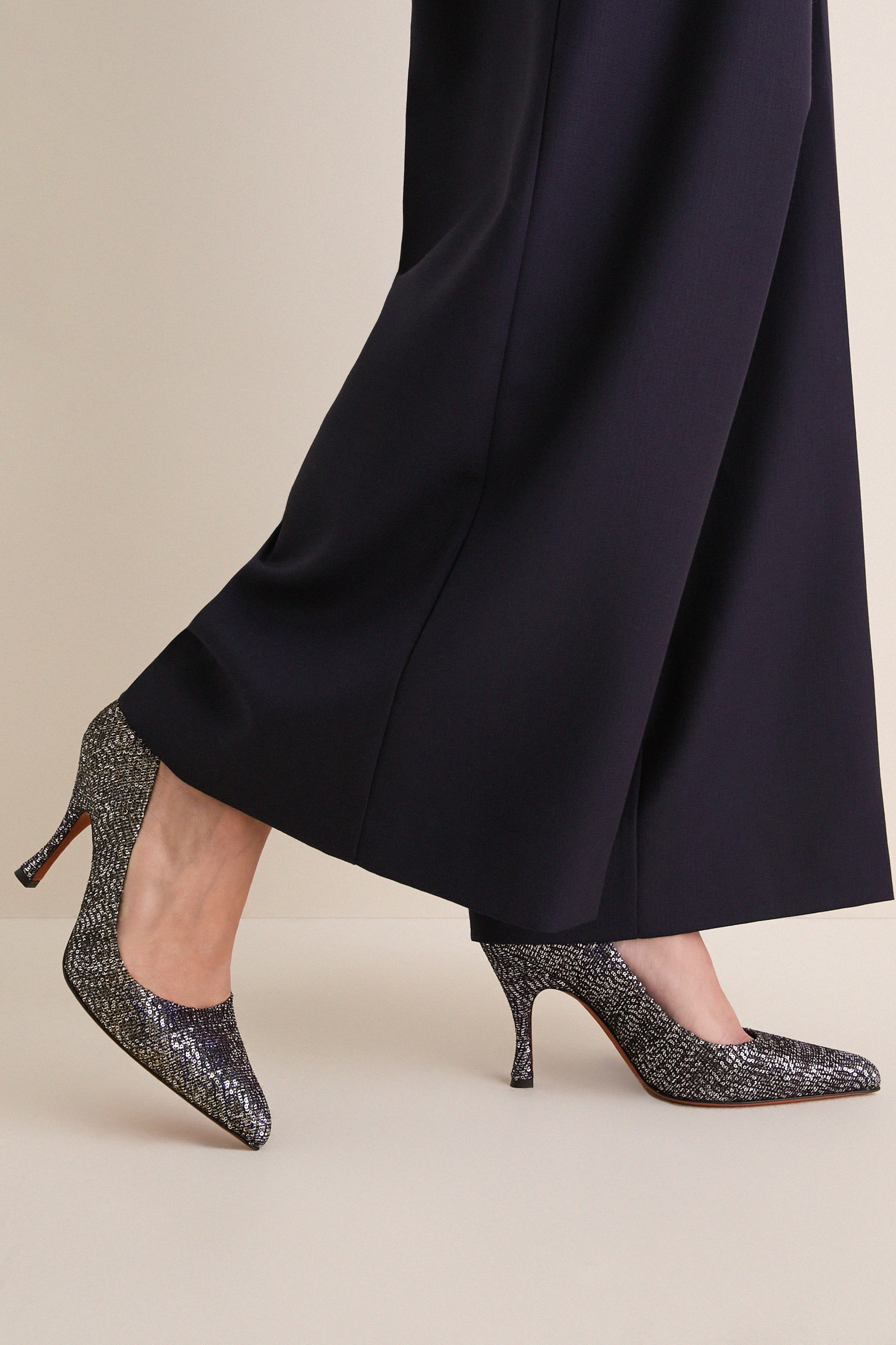 Black Caperdoni Sequins Ida Heels