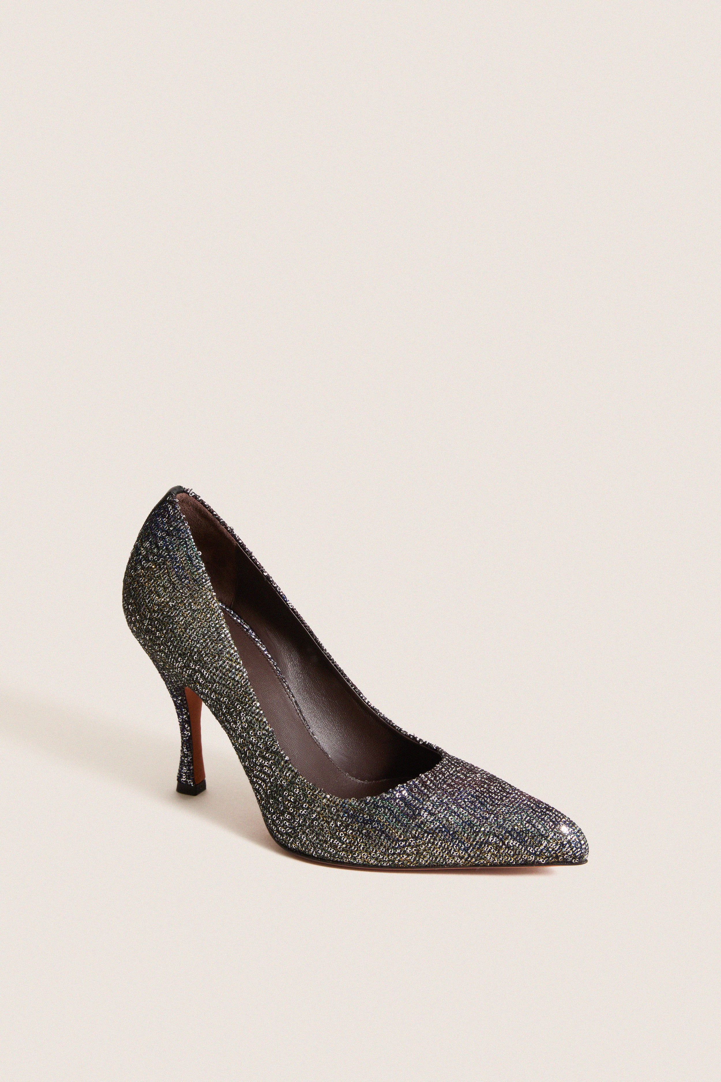 Black Caperdoni Sequins Ida Heels