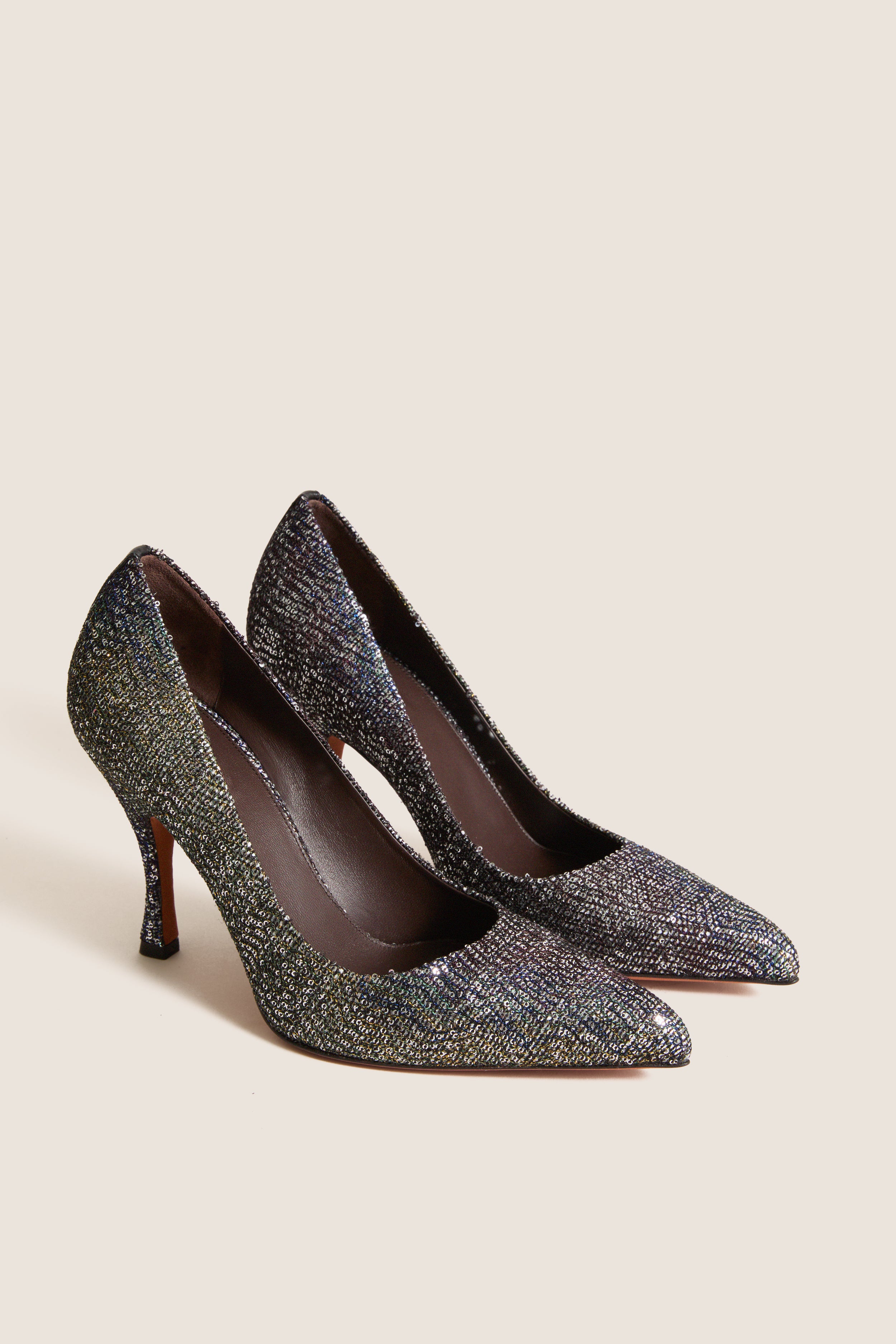 Black Caperdoni Sequins Ida Heels