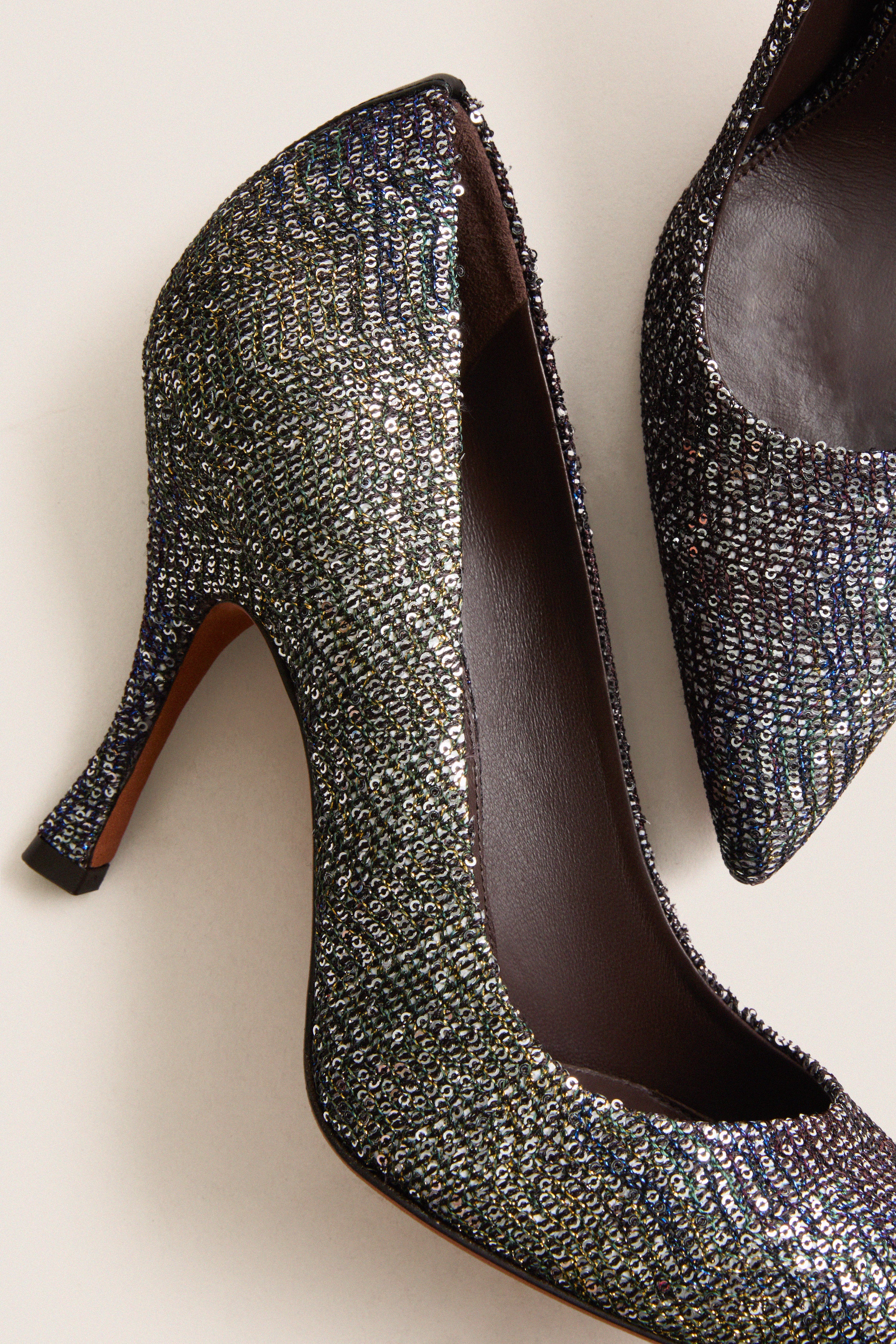 Black Caperdoni Sequins Ida Heels
