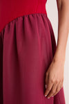 Pomegranate and Bordeaux Laurel Moire Midi Dress