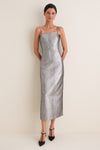 Pewter Verdelle Metallic Midi Dress