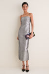Pewter Verdelle Metallic Midi Dress