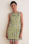 Moss and Satellite Silver Sina Crochet Mini Dress