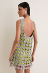 Moss and Satellite Silver Sina Crochet Mini Dress