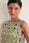 Moss and Satellite Silver Sina Crochet Mini Dress