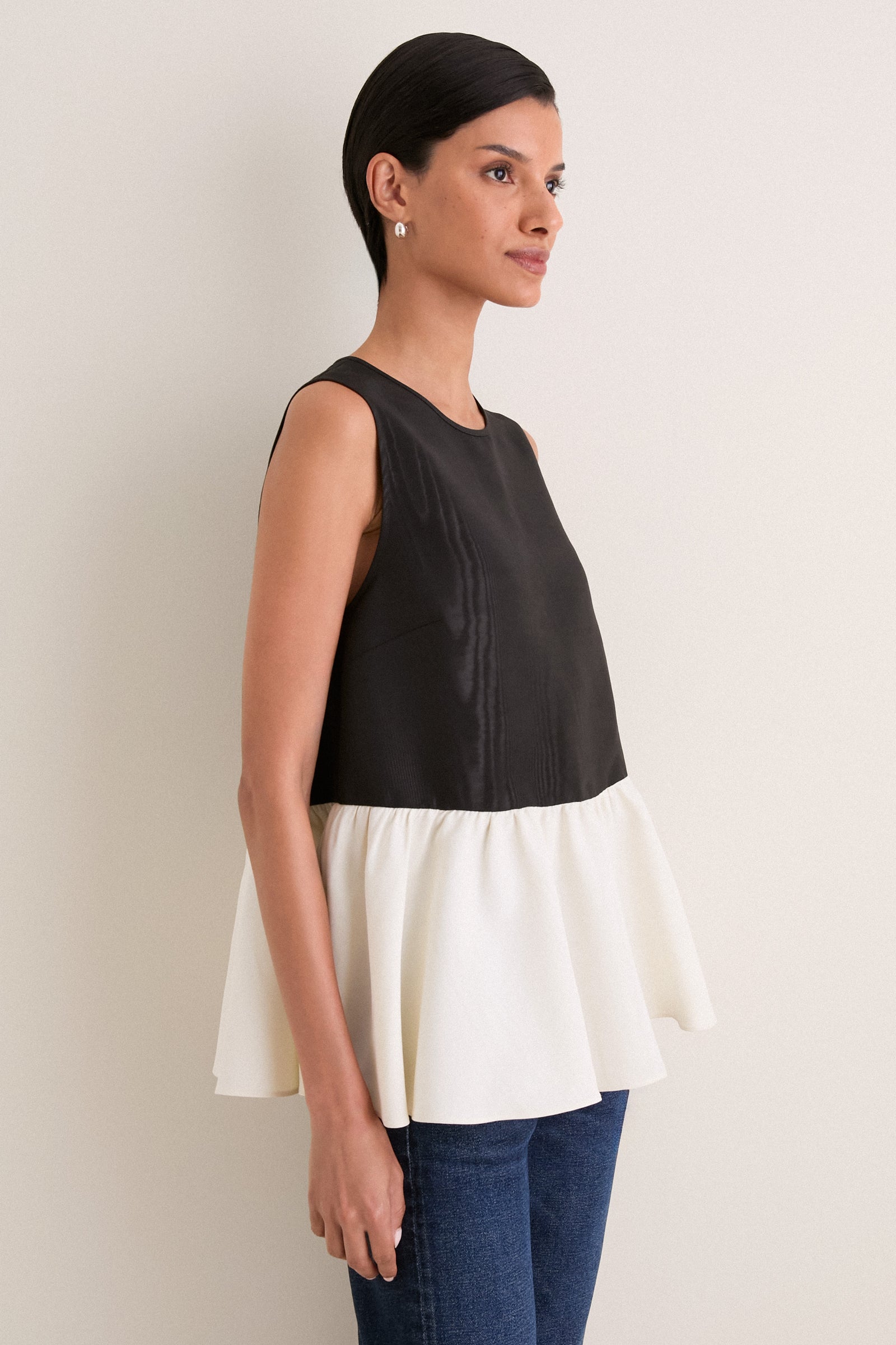 Black and Bone Iris Moire Top