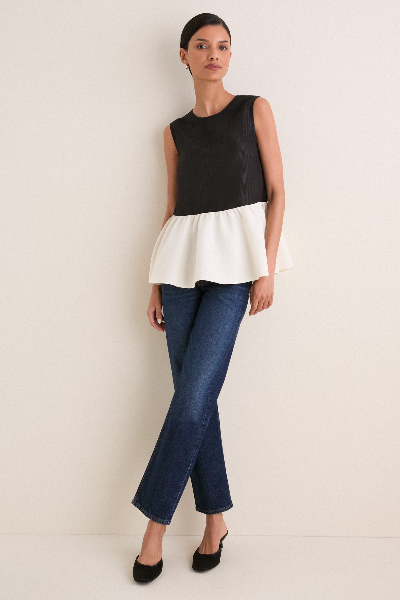 Black and Bone Iris Moire Top